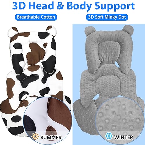 Miniatura 5 de Inserto de asiento de automóvil infantil y funda de 3 correas, soporte de cabeza de asiento de automóvil 4 en 1 grueso para recién nacido, cojín