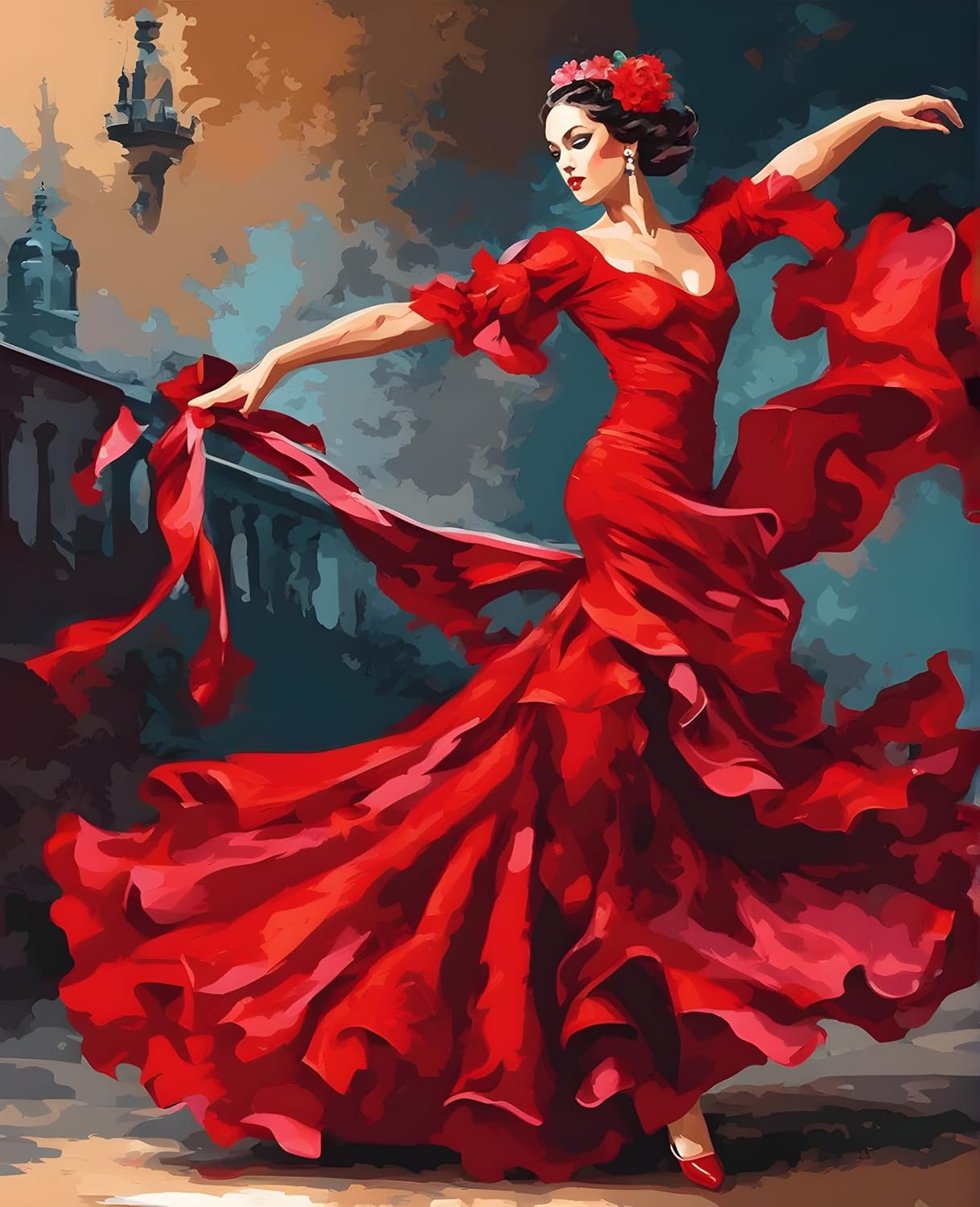 Generic Spanish Dancer OD - Van-Go Paint by Numbers Kit 40x50cm with Frame