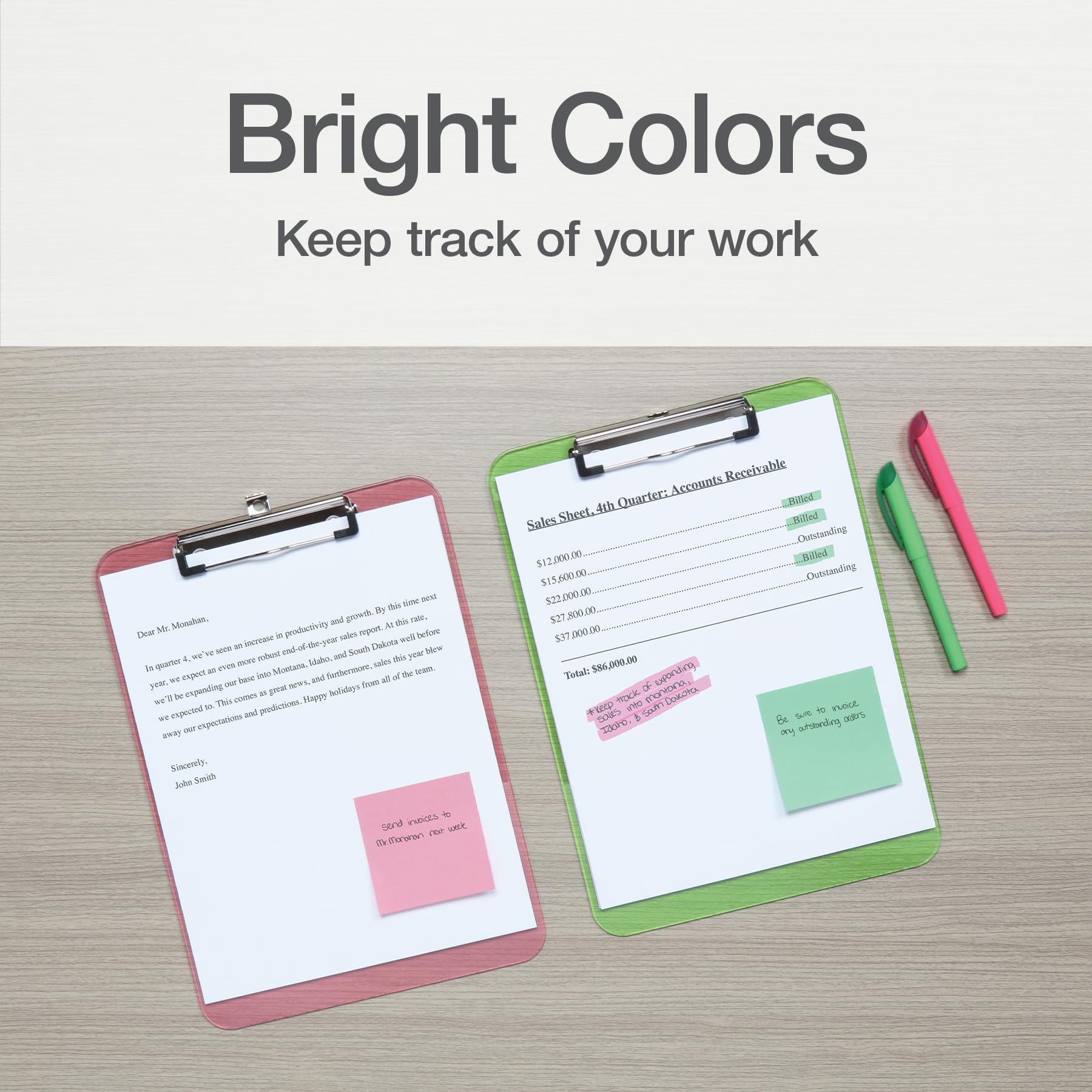 Amazon.com : Oxford Plastic Clipboards, Metal Clip with Plastic