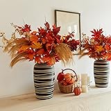 MISSPIN Thanksgiving Decorations - 9Pcs Fall Decor Artificial Flowers Orchid Maple Leaves Stems Set Fall Stems Faux Reed Maple Leaves for Wedding Bouquet Table Centerpieces Autumn