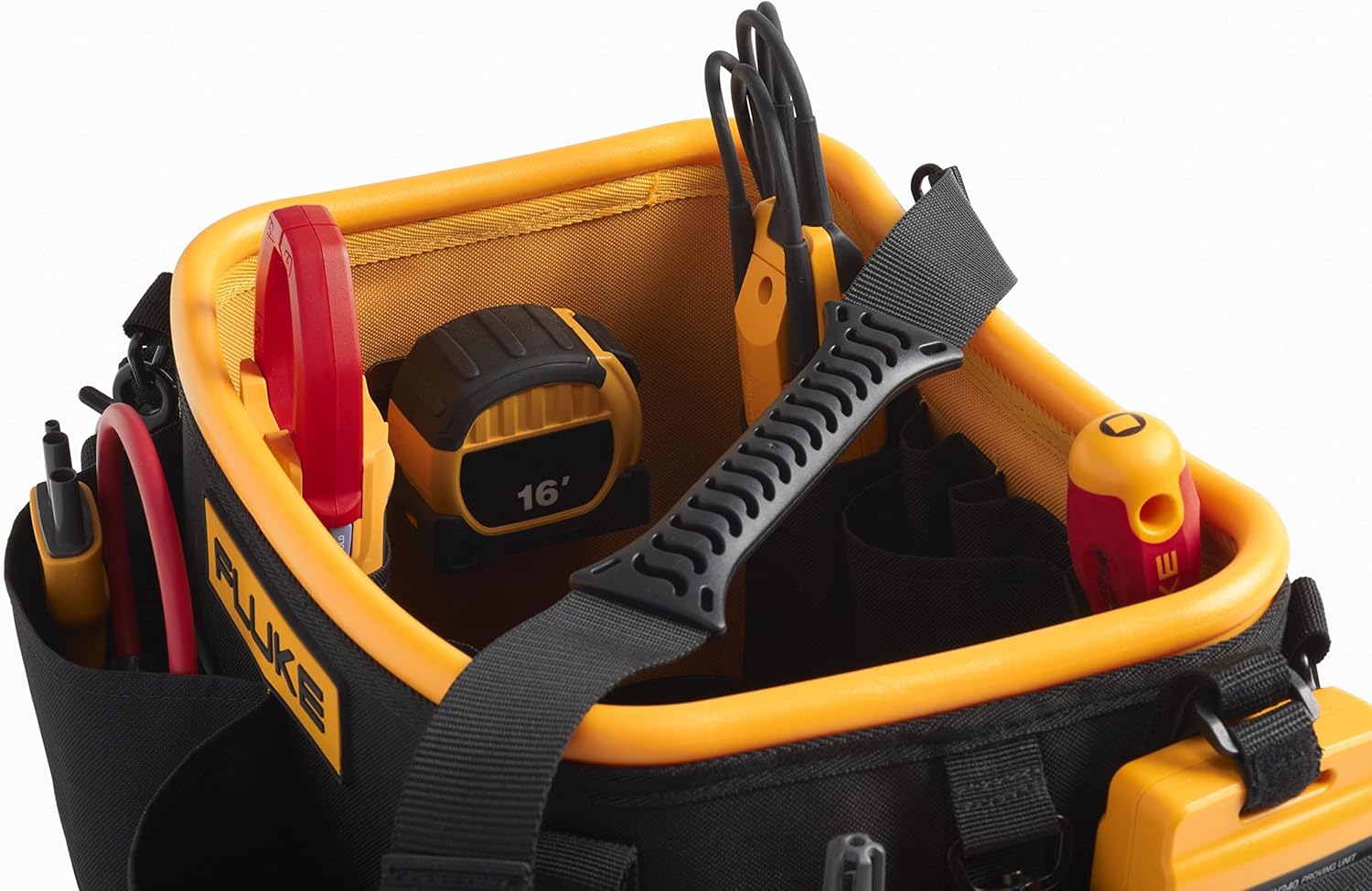 Fluke TB25, Hard Body Oval Tool Bucket Bag, with Waterproof Hard Bottom Base and 28 Pockets