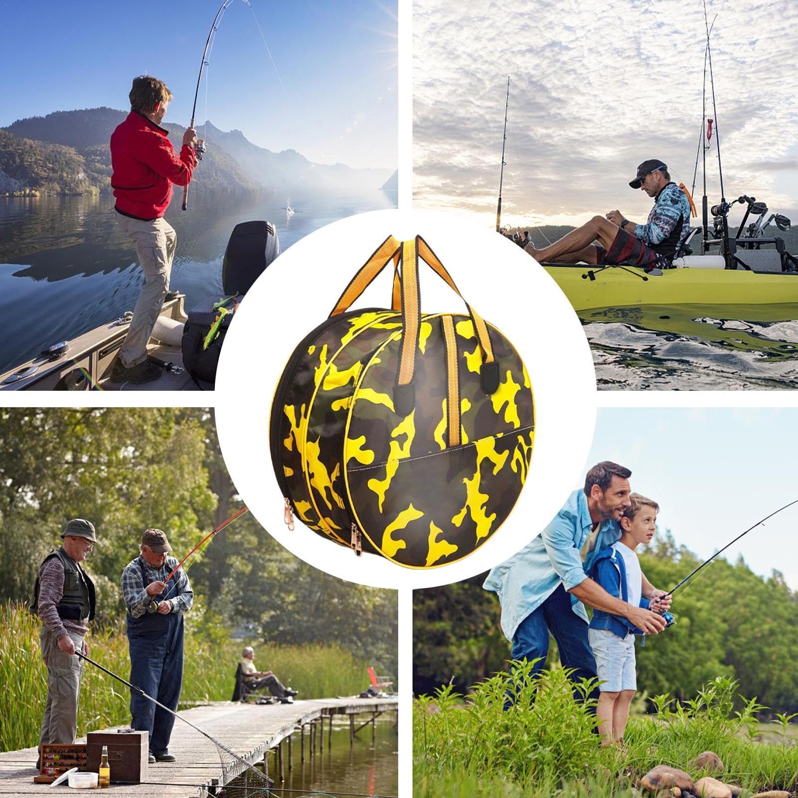 Bolsa de carrete multifuncional, mochila impermeable para pesca