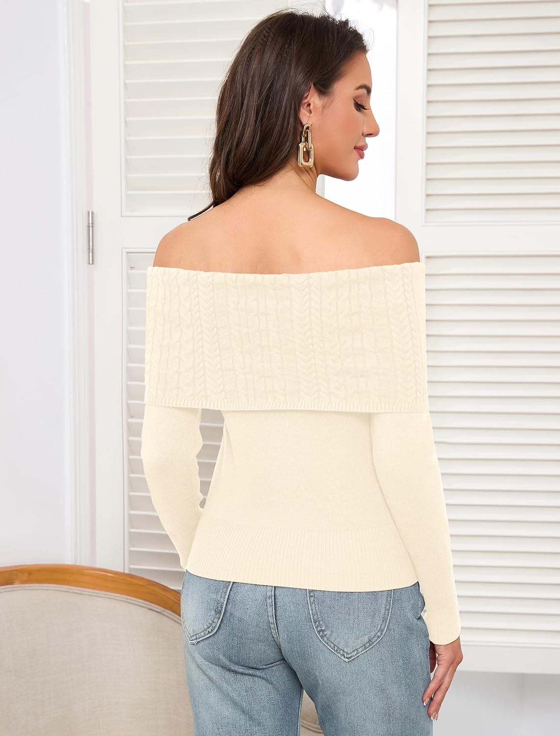 ZAFUL Women's Cropped Knit Sweater Boat Neck Long Sleeve Pullover Jumper Top - Image 2