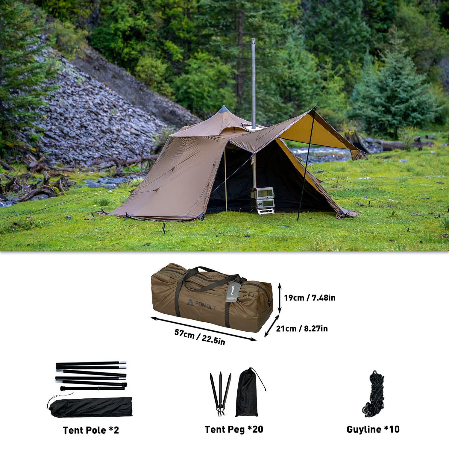 Circle 6 | Outdoor Camping Hot Tent for 6 Person (Without Inner Tent and Ground Sheet)