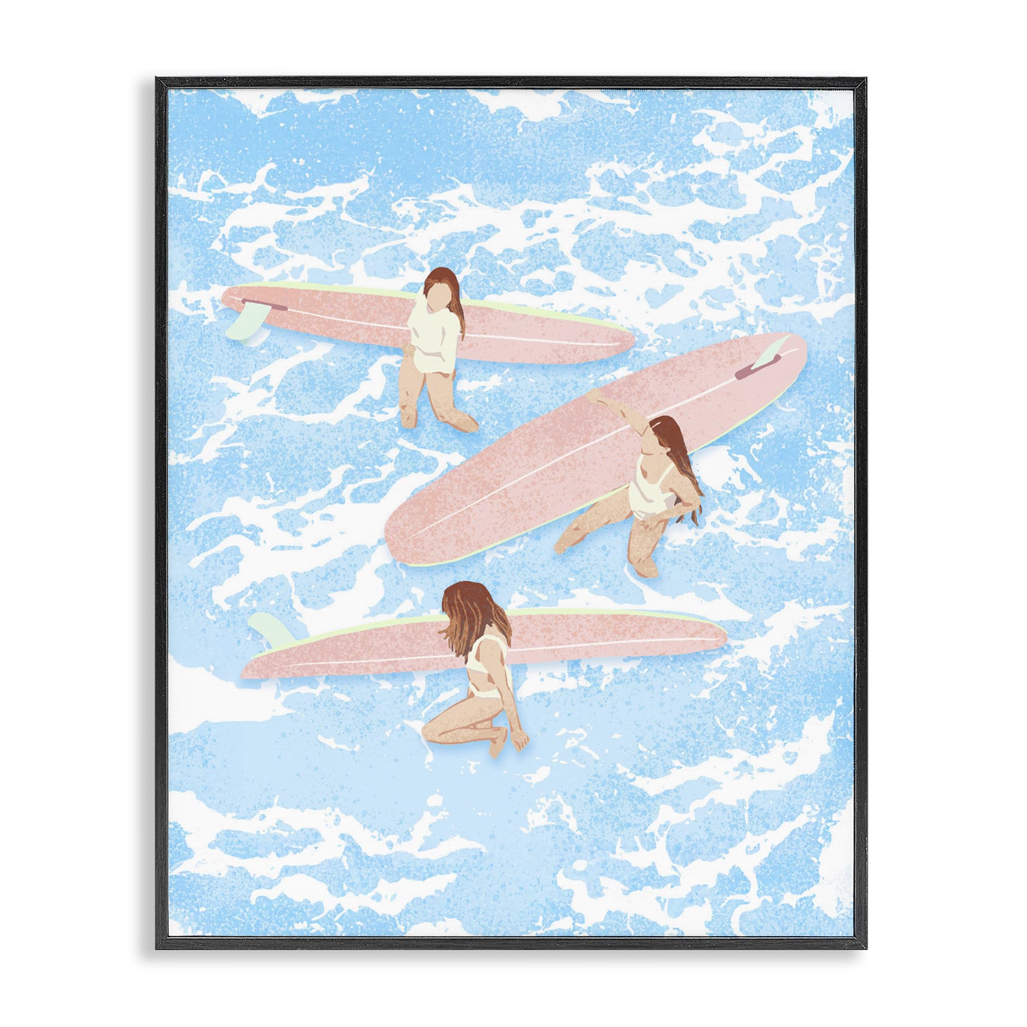 Surfing Girls Trio Art Ziwei Li Idée Cadeau Déco Tableau Cadre