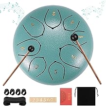 Steel Tongue Drum, SUNJULY 6 Inch 8 Tune Hand Pan Drum Tank Drum With Drumsticks Carrying Bag Percussion Instruments, Tonic Sticker and Travel Bag