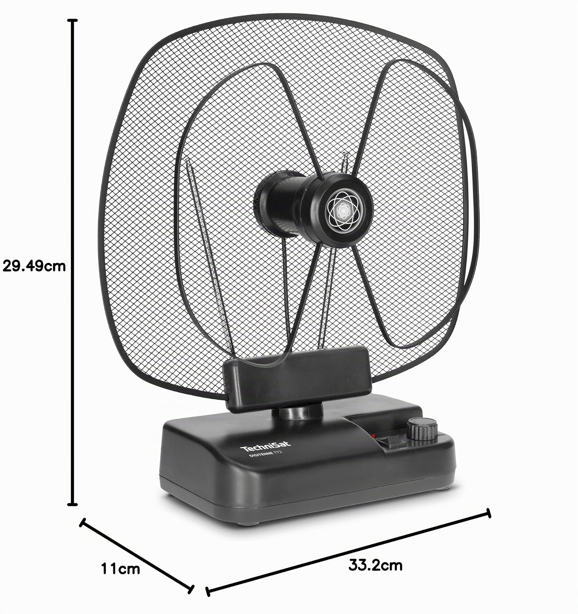 TechniSat DIGITENNE TT2 - antenne d'intérieur orientable (antenne amplificateur Large Bande de 36 DB avec Filtre LTE4 pour la réception des signaux DVB-T2, Dab+ et FM, Interrupteur d'alimentation)