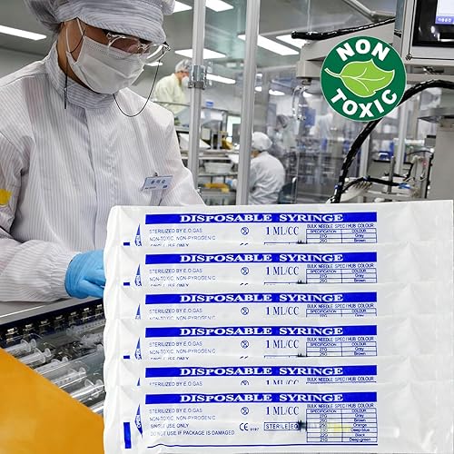 Miniatura 2 de Paquete de 100 jeringas Luer Lock de 0.3 fl oz con agujas de 23 gas (1 pulgada), jeringas y agujas de plástico desechables para laboratorios