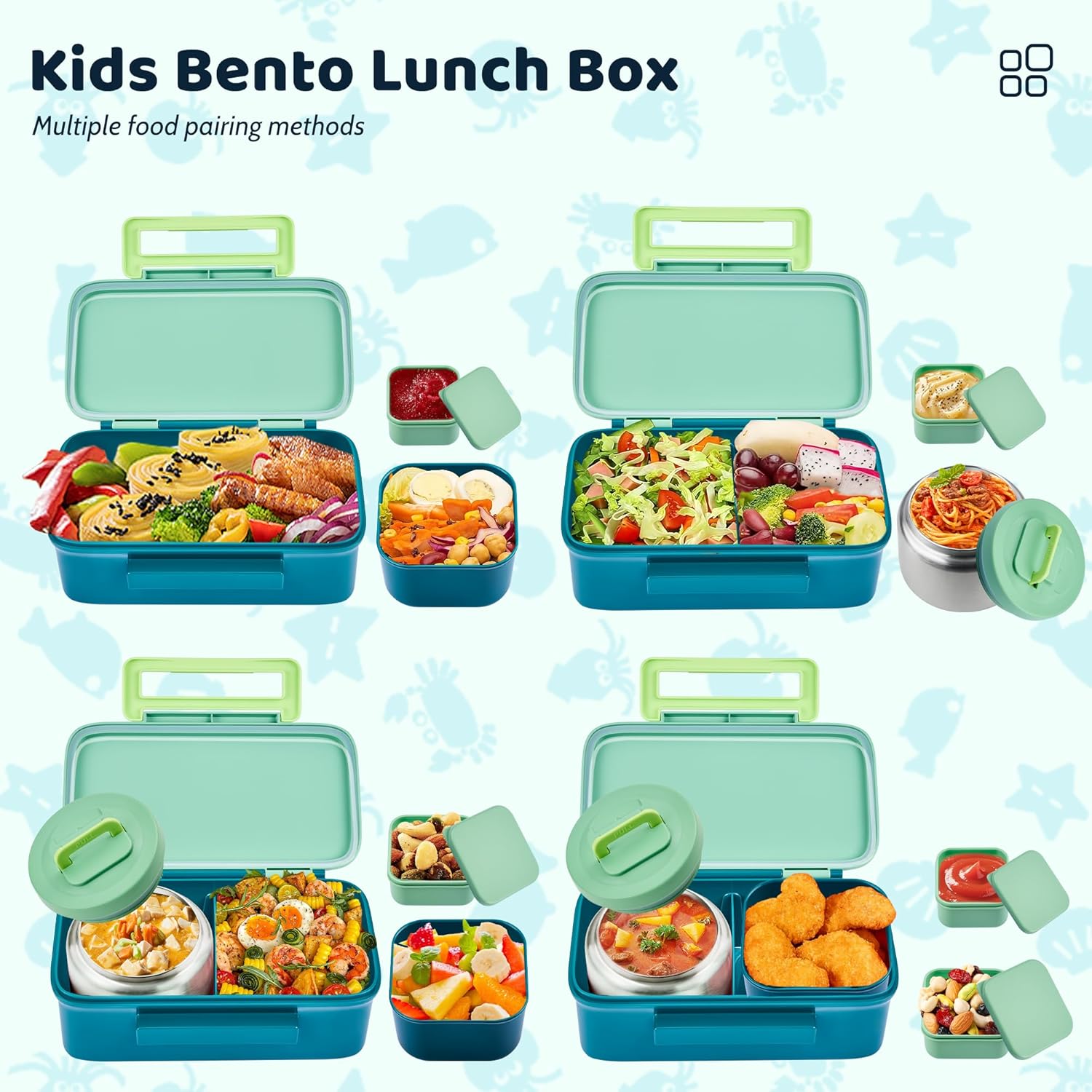 Lunch Box for Kids With 8oz Soup Thermo, Leak-proof Lunch Container with 2 Compartments, Thermo Food Jar Food Containers for Back to School Girls Boys (Green) - Image 4