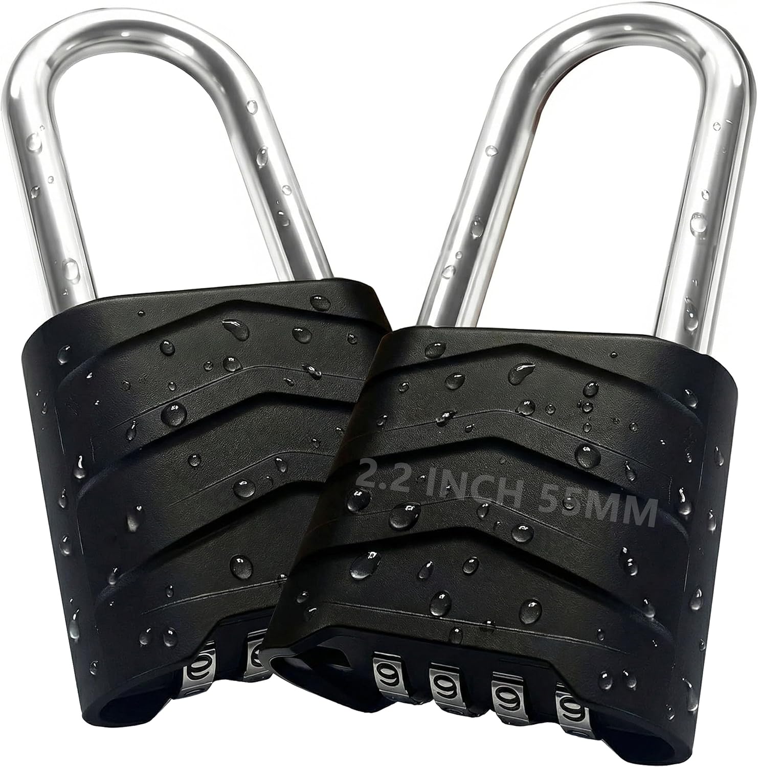 SEPOX 2 candados de combinación grande, grillete extra largo de 2-58 pulgadas, bloqueo combinado al aire libre de 2.2 pulgadas, cuerpo de aluminio