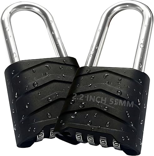 SEPOX 2 candados de combinación grande, grillete extra largo de 2-58 pulgadas, bloqueo combinado al aire libre de 2.2 pulgadas, cuerpo de aluminio