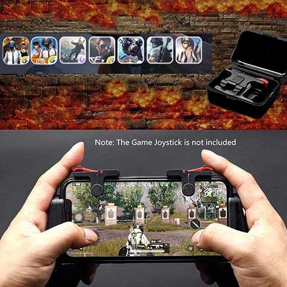 1 Pair Mobile Game Controller Gamepad for PUBG Mobile/Fortnitee Mobile/Call of Duty Mobile, Mobile Game Trigger Joystick Gamepads for iPhone/Android, Sensitive Shoot and Aim L1R1 Triggers Black