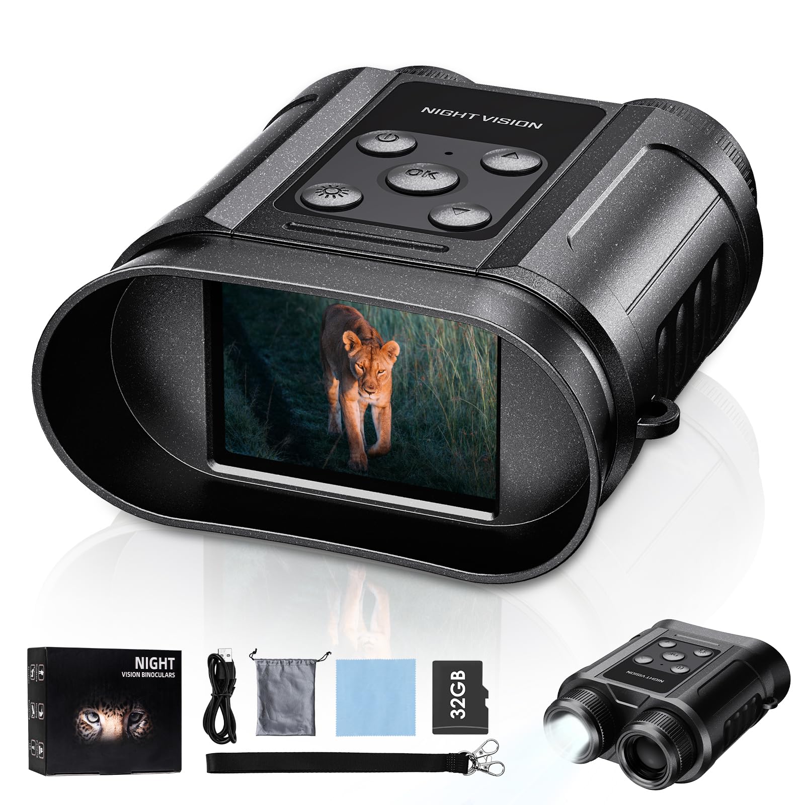 Gifts for Men and Teen Boys,Night Vision Goggles,Compact Night Vision Binoculars,32GB Card Included, Photo/Video Capture,Outdoor Tools for Education,