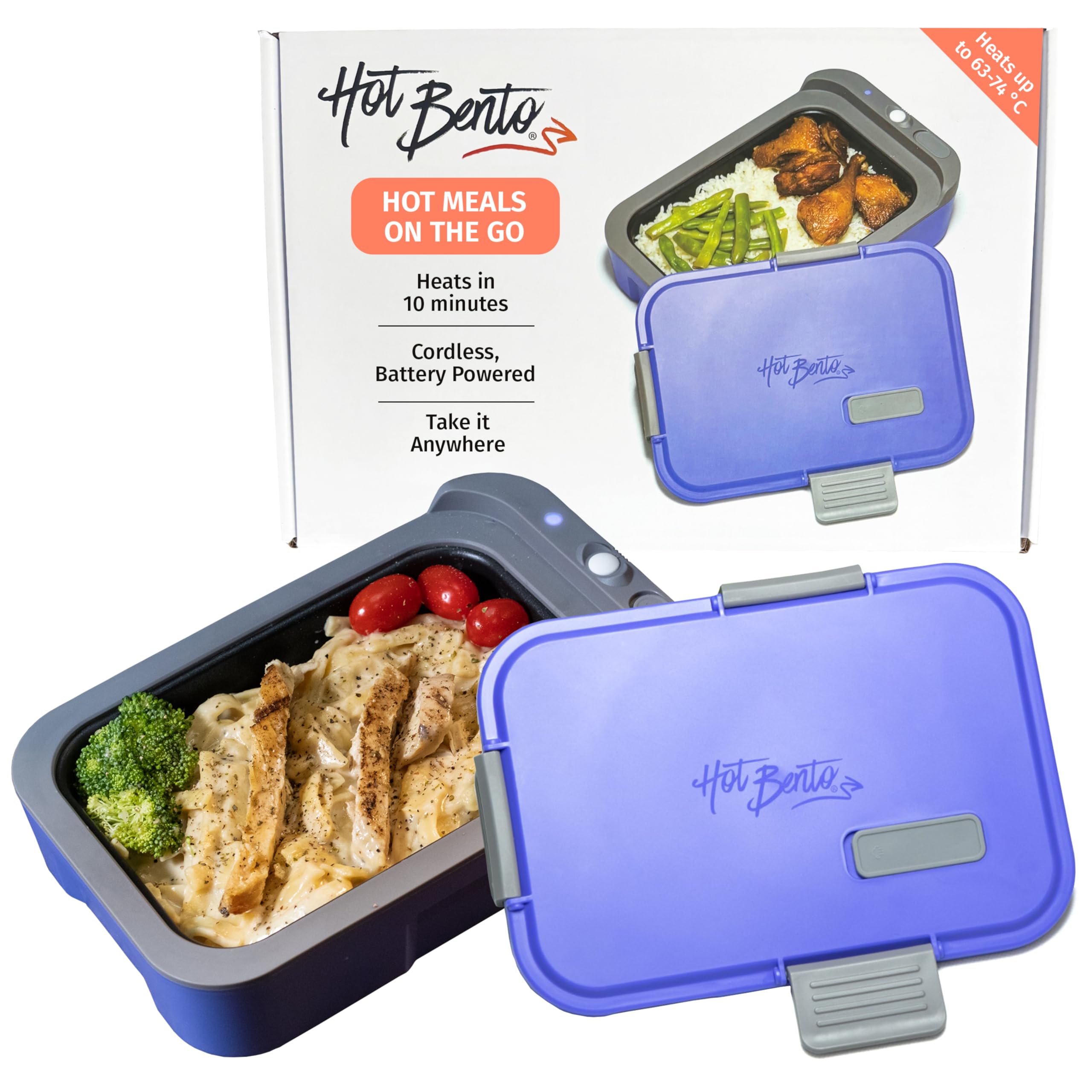 Hot BentoFood Warmer Lunch Box - Easy to Use, Rechargeable, Portable Food Heater for People On The Go, Enjoy A Warm Meal in Just 15 Minutes, Safe Electric Lunch Box for Adults and Kids - Very Peri