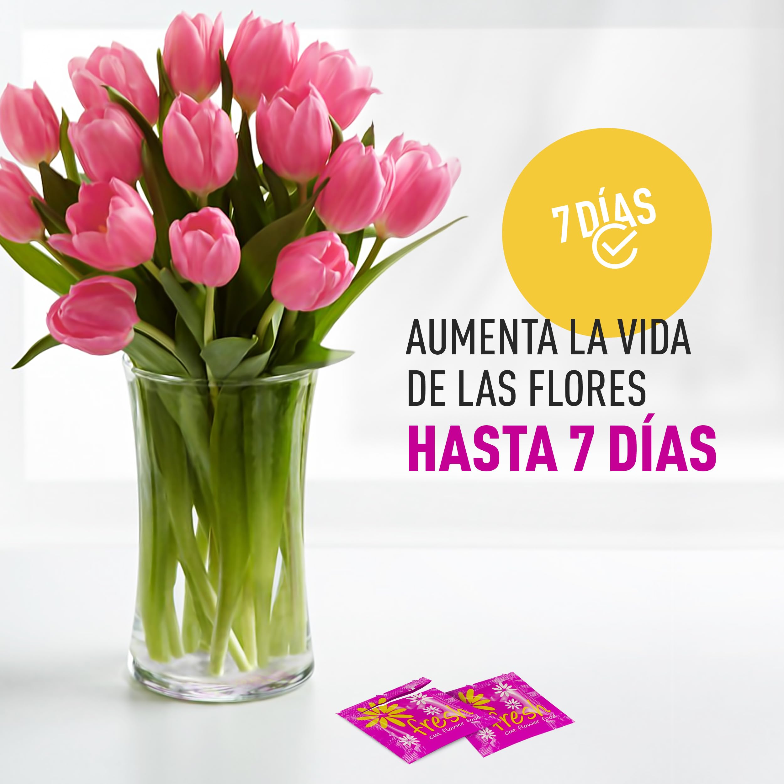 Pack de 15 Sobrecitos de Conservante Para Flor Cortada, Comida Para Flores Frescas Cortadas, 15 Paquetes de Conservante Total, 7.5L de Conservante Líquido