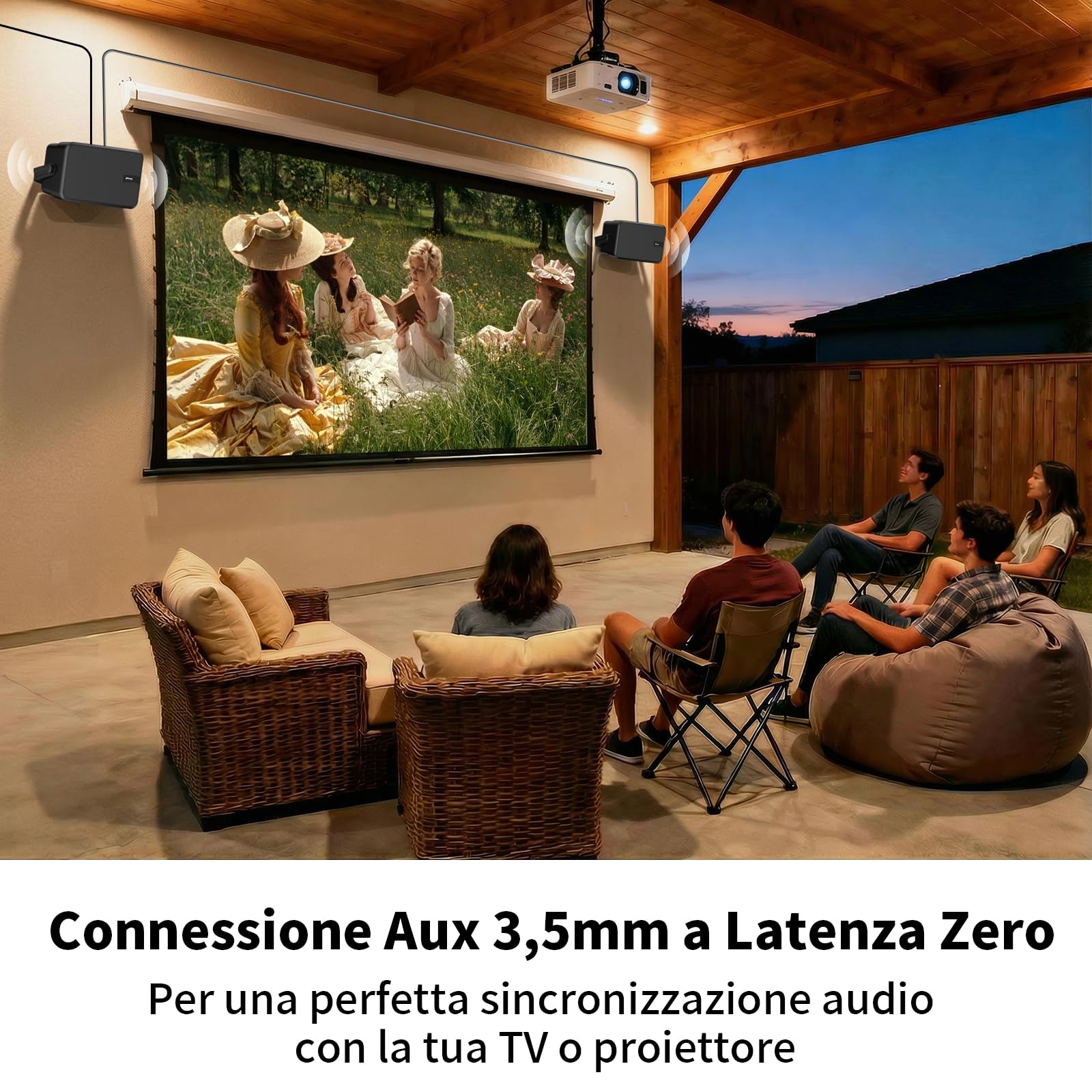 Casse Bluetooth da Esterno Attive + Passive con Amplificatore Integrato, Supporto Bluetooth e Aux, Confezione da 2 (MZ-622)