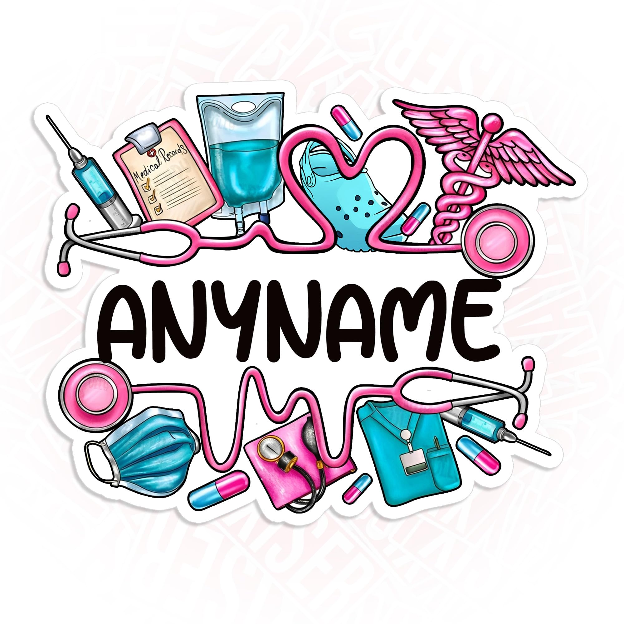 Custom Nurse Name Sticker Personalized Nursing Medical Name Decal | Waterproof Vinyl Sticker for Laptop, Water Bottle, Tumbler, Phone Case, Car, Nurse