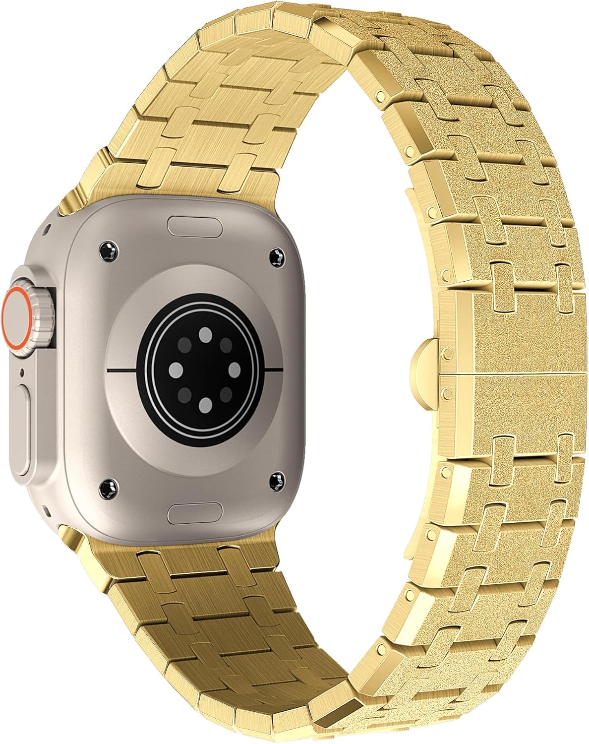 VeveXiao Stainless Steel Band Compatible with Apple Watch Ultra 2 Band 49mm 45mm 44mm 42mm Metal Link Bracelet with Butterfly Clasp for iWatch Series 9/8/7/SE2/6/5/4/3/2/1 Men Women Strap
