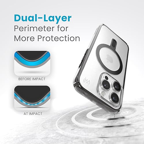 Miniatura 5 de Speck Funda transparente para iPhone 15 Pro  ClickLock con bloqueo antideslizante, diseñada para MagSafe, protección contra caídas, resistente a los