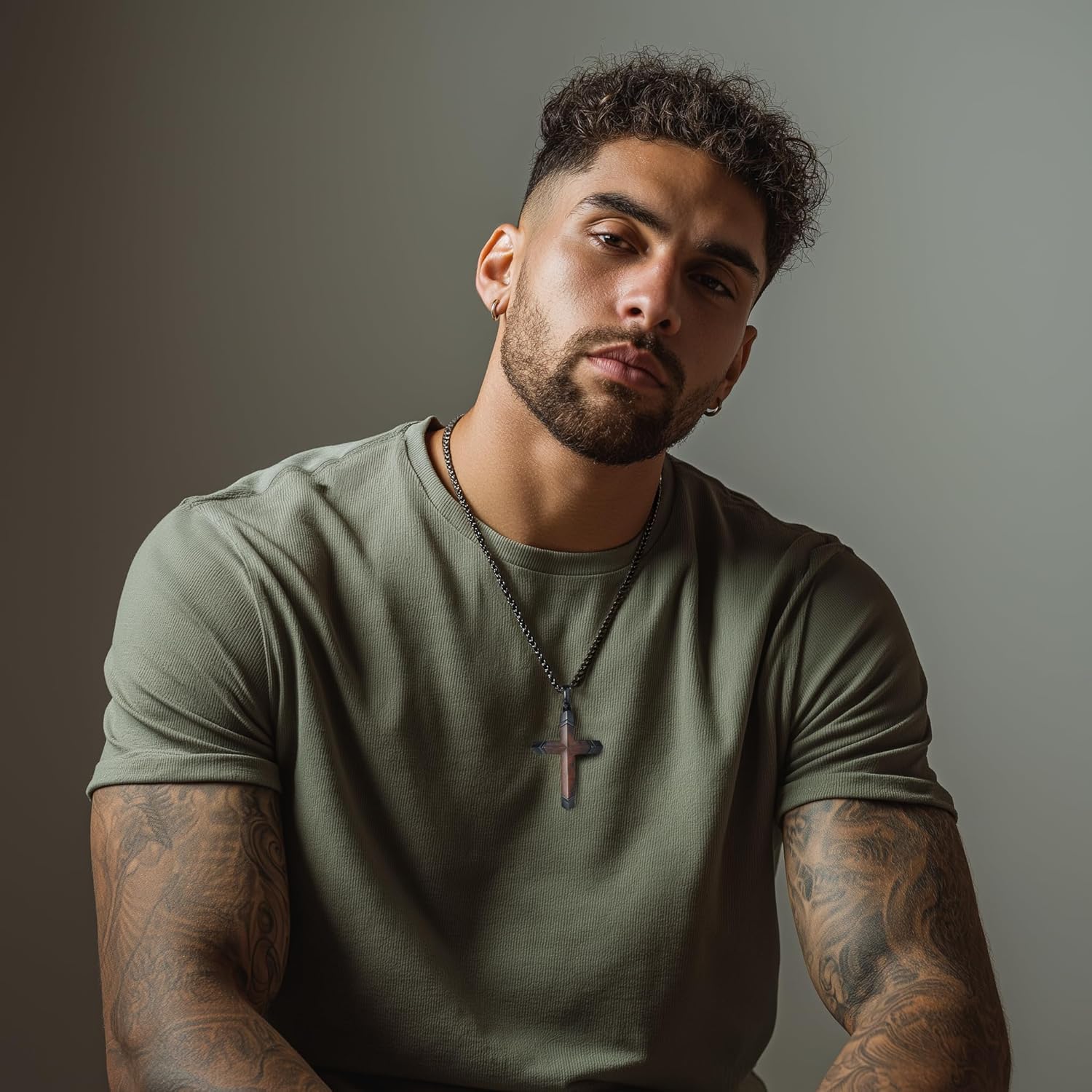 Wooden Cross Bible Verse Necklace for Men, Handmade Real Ebony Wood Cross Pendant Stainless Steel Chain, Spiritual Jewelry Gift for Him, Everyday Wear, Including 24-25 Inch Box Chain - Image 4