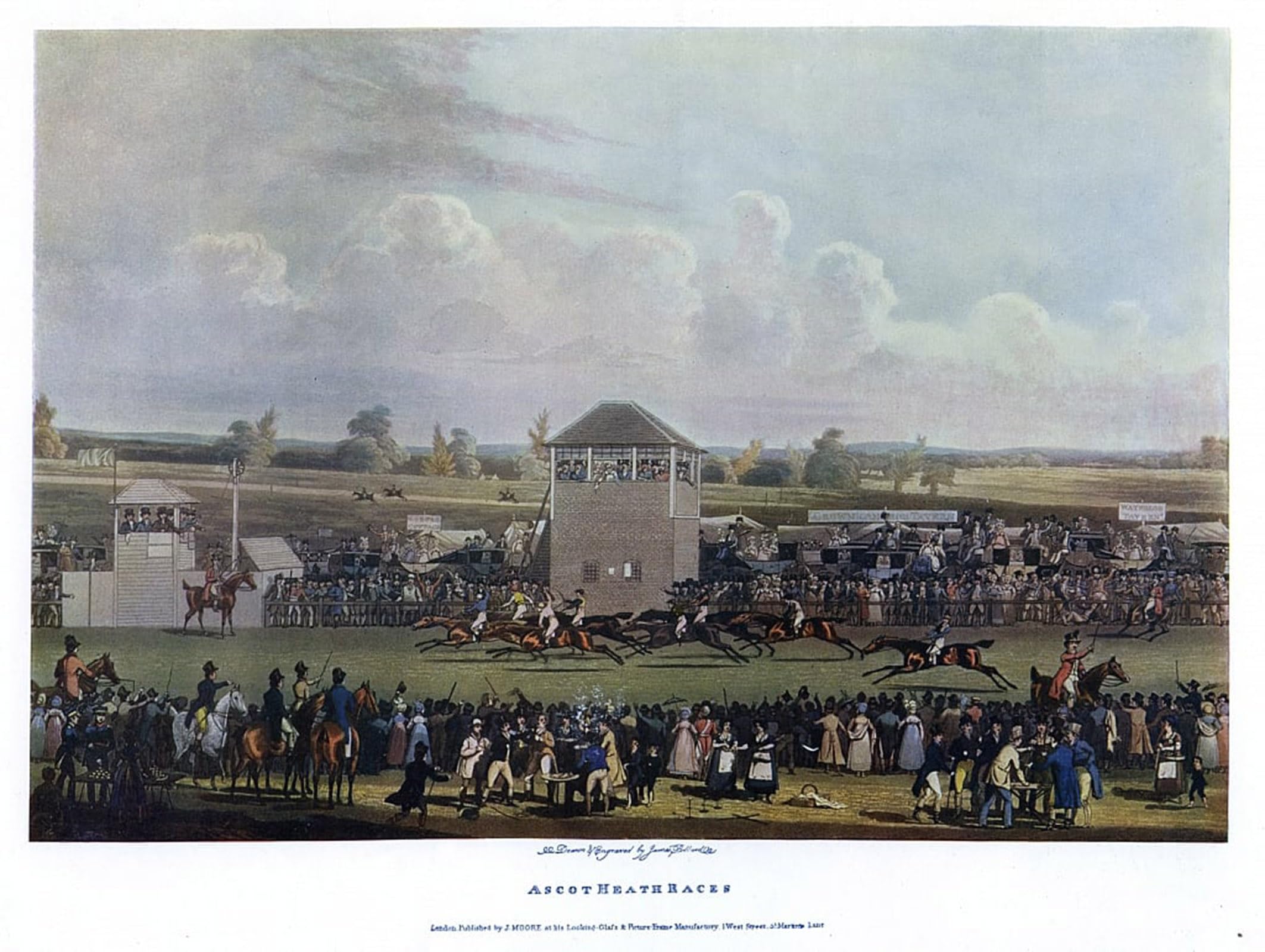 POSTERIIk Vintage Classic Picture Landscape Artwork Ascot Heath Races by Pollard Portrait Canvas Painting for Office Home Decor 60x90cm
