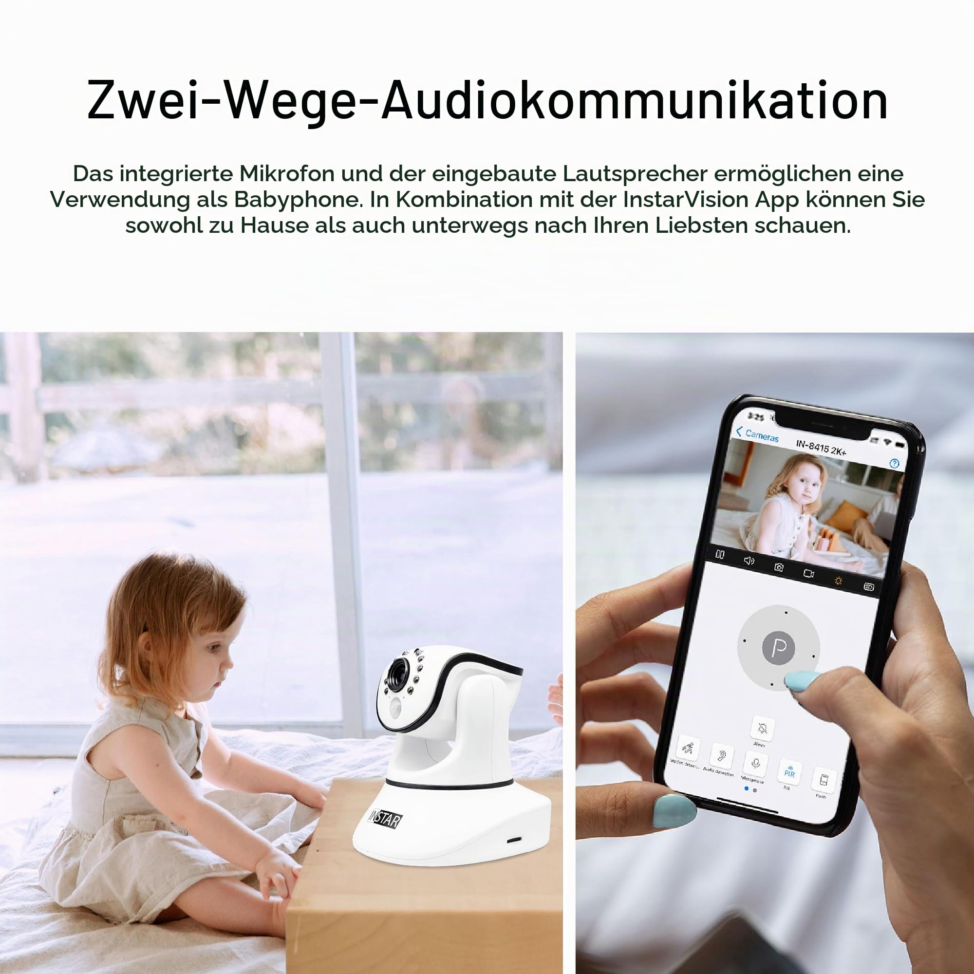 INSTAR IN-8815 4K Innenkamera weiß, WLAN/LAN/PoE, steuerbare PT IP Kamera, HomeKit Secure Video, AI-Personenerkennung, IR-Nachtsicht, 2-Wege-Audio, Alarm I/O, Audio-Ausgang, MQTT, WPA3