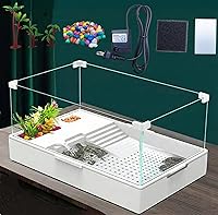 Geegoods Acrylic Turtle Tank 3.96 Gallons with Quiet Pump - 360° View, Easy Assembly, Durable for Small Turtles & Reptiles