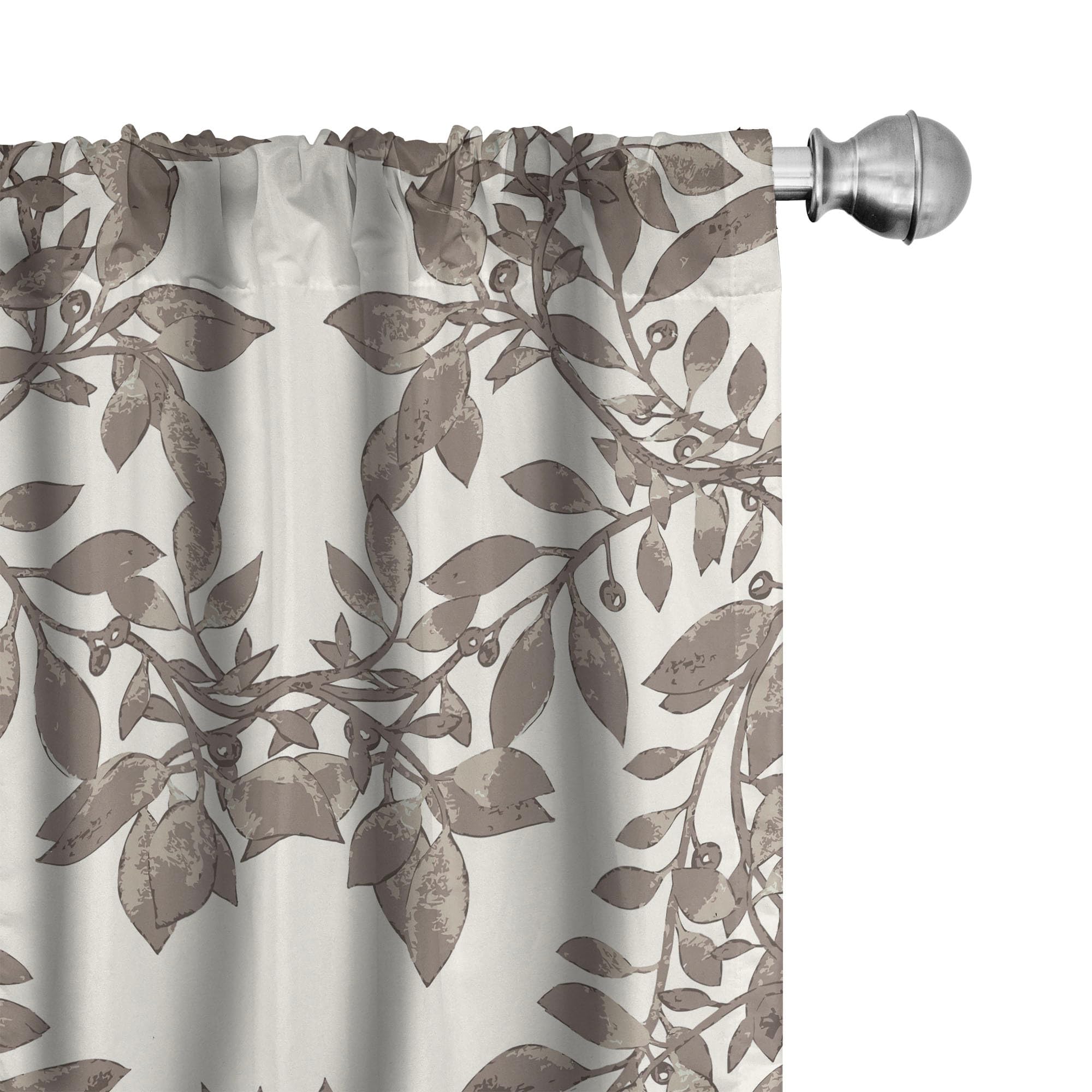 Ambesonne Jungle Theme Window Curtains, Bitonal Illustrated Ivy Pattern with Neutral Colors Boho Exotic Forest Art, Lightweight Decor 2-Panel Set with Rod Pocket, Pair of - 28" x 63", Dimgray Pearl