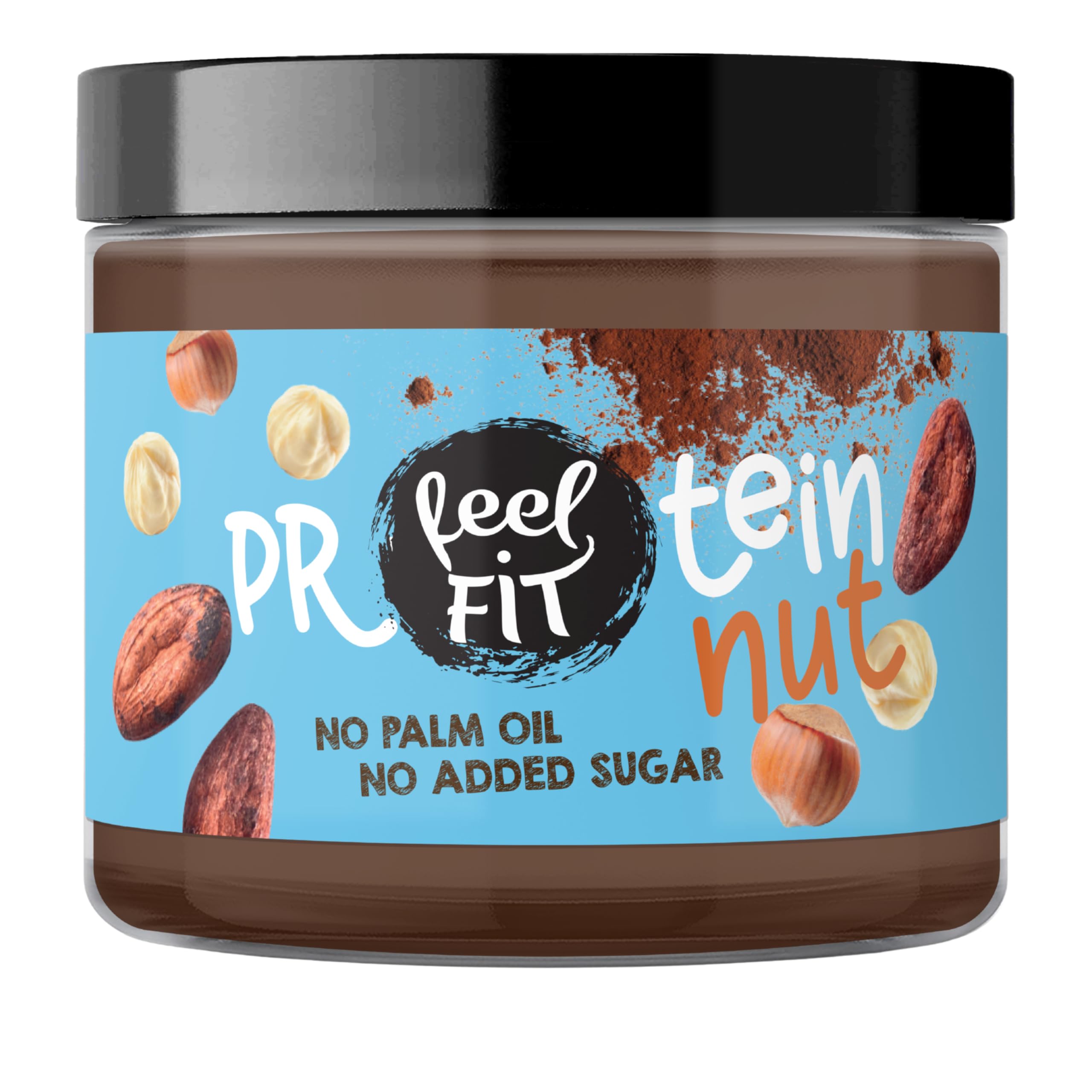 Feel FIT Protein Nut Kakao-Haselnuss-Aufstrich, ohne Zuckerzusatz, ohne Palmöl, Proteincreme 19%, 200g