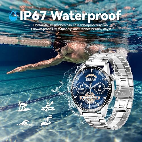 Miniatura 8 de Reloj inteligente para hombre con respuestahacer llamadas, 1.39 pulgadas HD siempre pantalla reloj de seguimiento de fitness con 190 modos