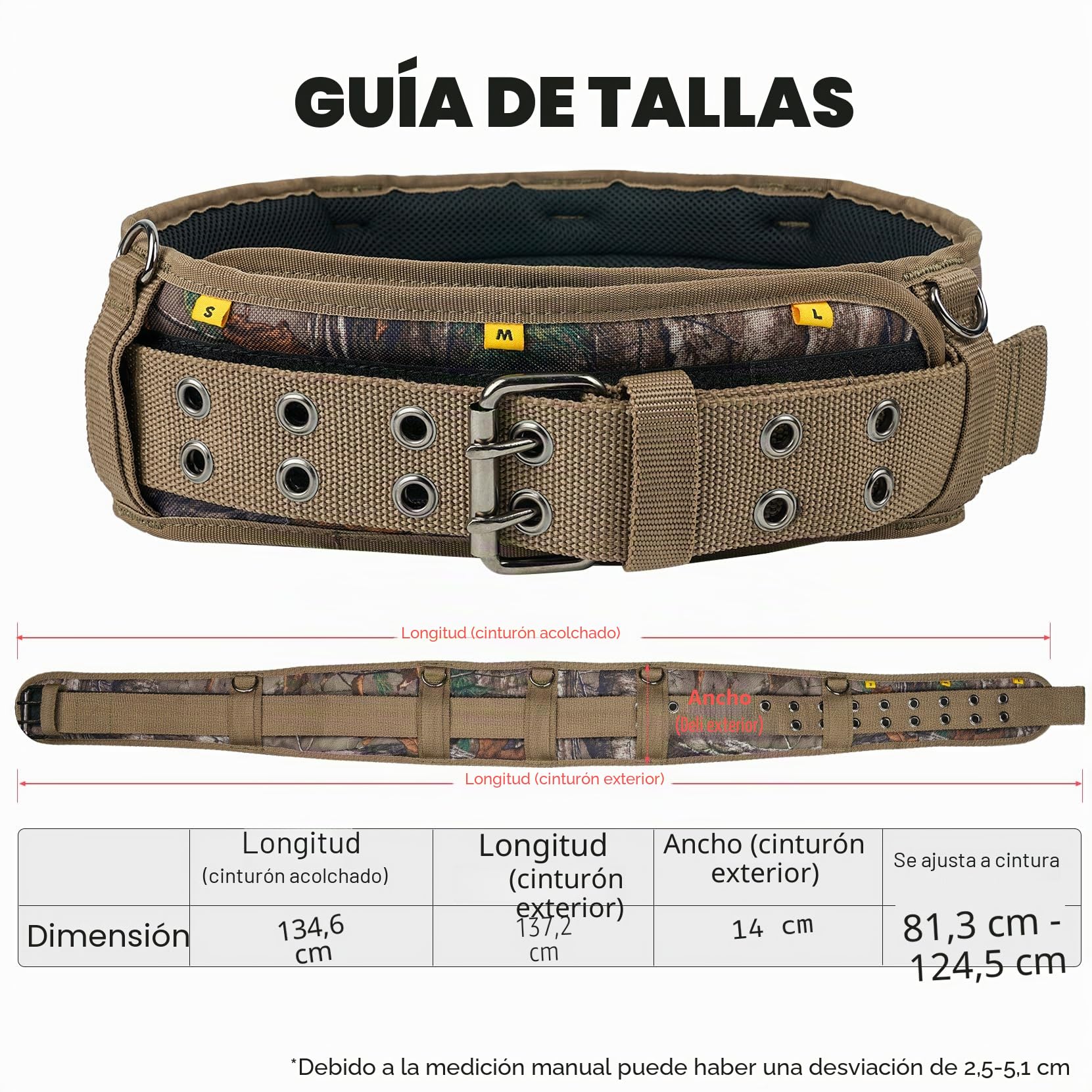 MELOTOUGH - Cinturón de herramientas con camuflaje y tirantes Bolso de herramientas con camuflaje y tirantes Combinación de peine, delantal, cinturón de herramientas, bolsa de herramientas para