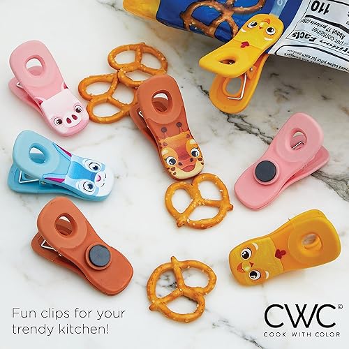 Miniatura 3 de COOK WITH COLOR Lindos clips magnéticos para bolsas  10 piezas juego de clips para papas fritas y clips para aperitivos con diseños impresos, clips