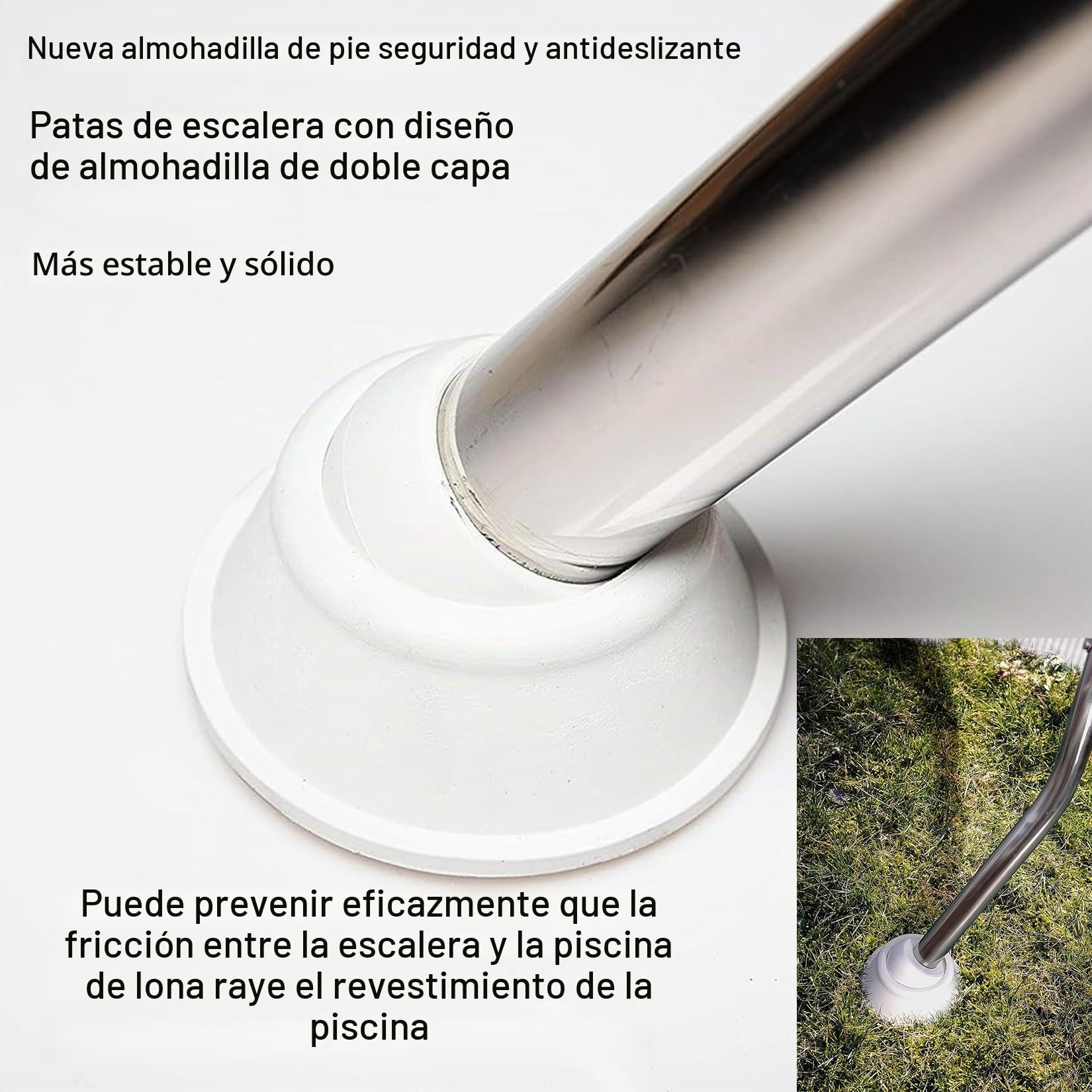 BOTOWI Escalera de Seguridad para Piscinas sobre el Suelo de Alta Resistencia, Marco de Acero Inoxidable sobre el Suelo Escalera de Salida de Entrada a la Piscina para Piscinas de Pared Alta de 52"