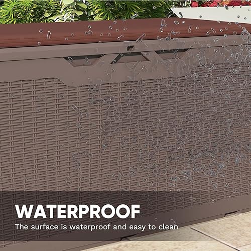 Vista 86 de Patiowell Caja de resina de 100 galones, caja de almacenamiento grande impermeable para muebles de patio y herramientas de jardín, color negro