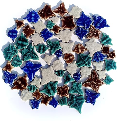 EDFLIFE Azulejos de cerámica esmaltada para manualidades, azulejos de mosaico de porcelana con patrón de insectos al azar de 1 libra para