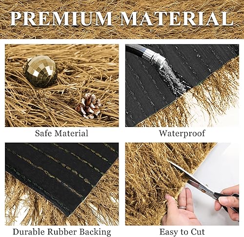 Miniatura 4 de XLX TURF Camino de Mesa de Paja Sintética de 36 Pulgadas para Decoraciones de Fiestas Navideñas de Natividad - Hierba de Paja Dorada para Centro de
