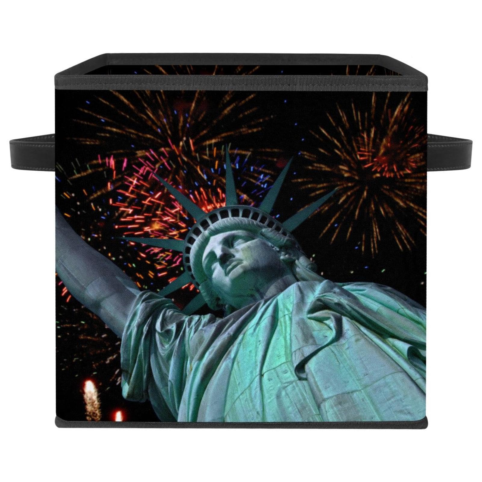 Boîte de rangement tissu pliable pour vêtements et livres avec poignées solides pour étagère