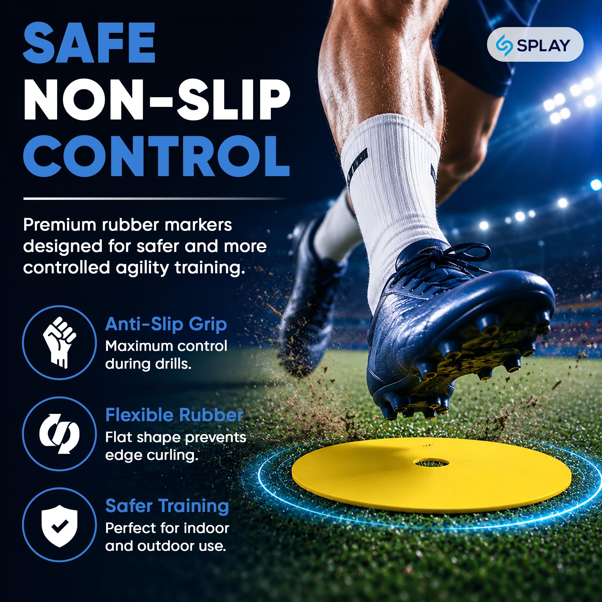 Splay Disco Plano Redondo de Goma Multicolor 24 Piezas para Entrenamiento de Agilidad Antideslizante