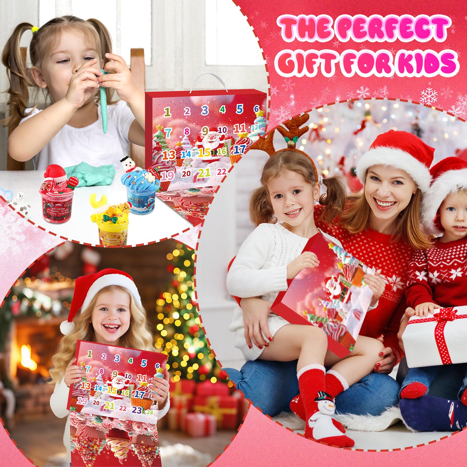 Calendrier Avent Slime Calendrier De L'Avent Filles Slime 12 Packs De Slimes Sur Le Thème De Noël Et 12 Pièces De Décoration De Slime Calendrier De L'Avent 24 Jours Cadeaux Pour Enfants