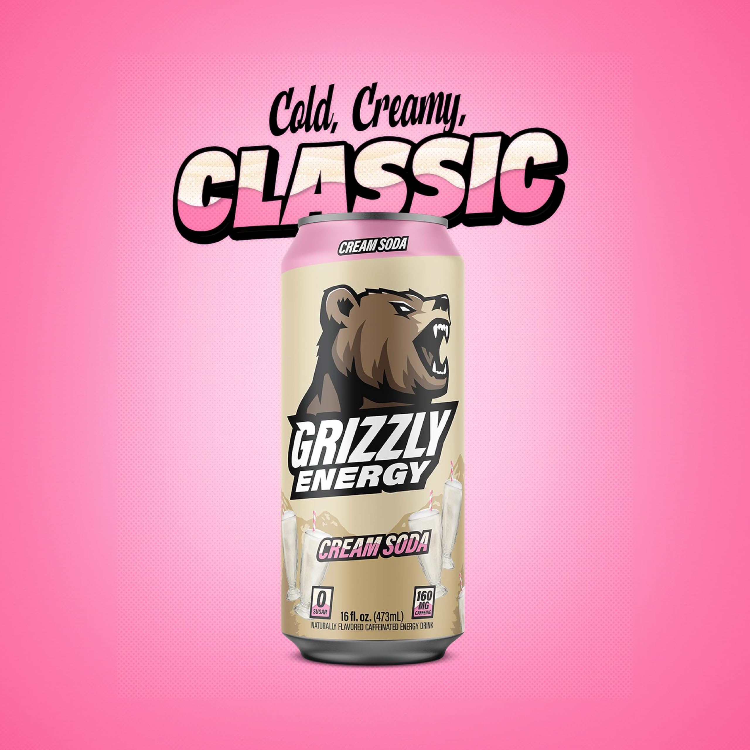 Amazon.com : GRIZZLY Energy Drink Cream Soda Taurine B Vitamins