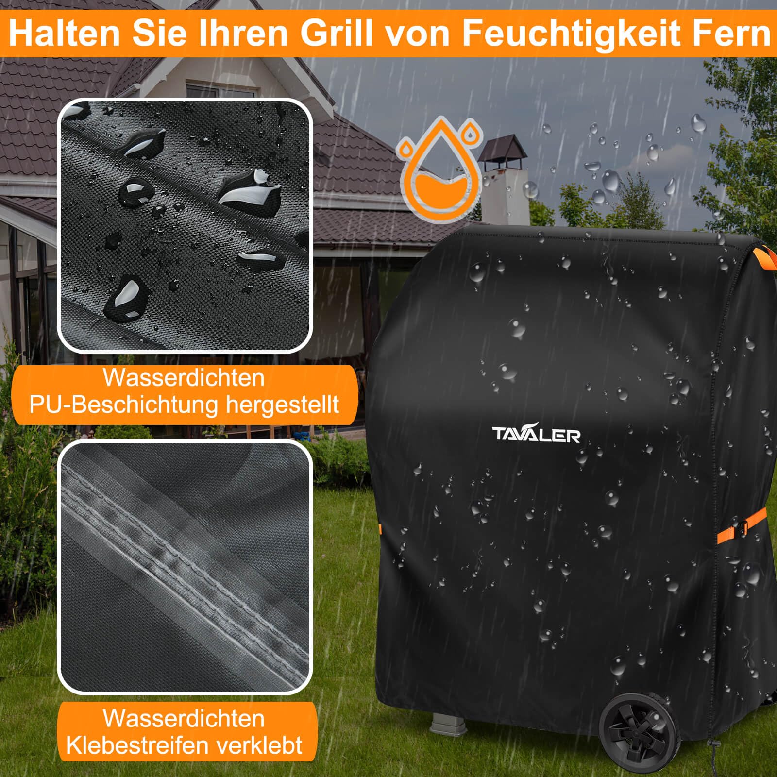 Tavaler Cubierta para barbacoa resistente a la intemperie, 90 x 70 x 110 cm, cubierta de tela Oxford 420D, cubierta para barbacoa de gas, funda protectora para Weber, Enders, Char Broil Serie