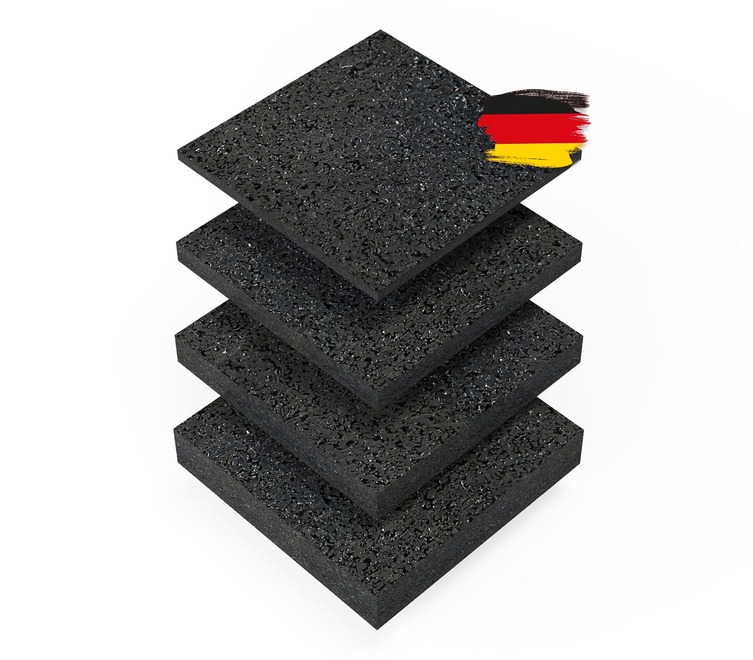 BAUHELD® Terrassenpads 90x90x 8mm [105 Stück] Stabile Bautenschutz-Matte aus Gummi-Granulat [Made in Germany] Als Unterleg-Platten für Terrassen-Fliesen, WPC Terrassen-Dielen, Stelzlager, Balkon