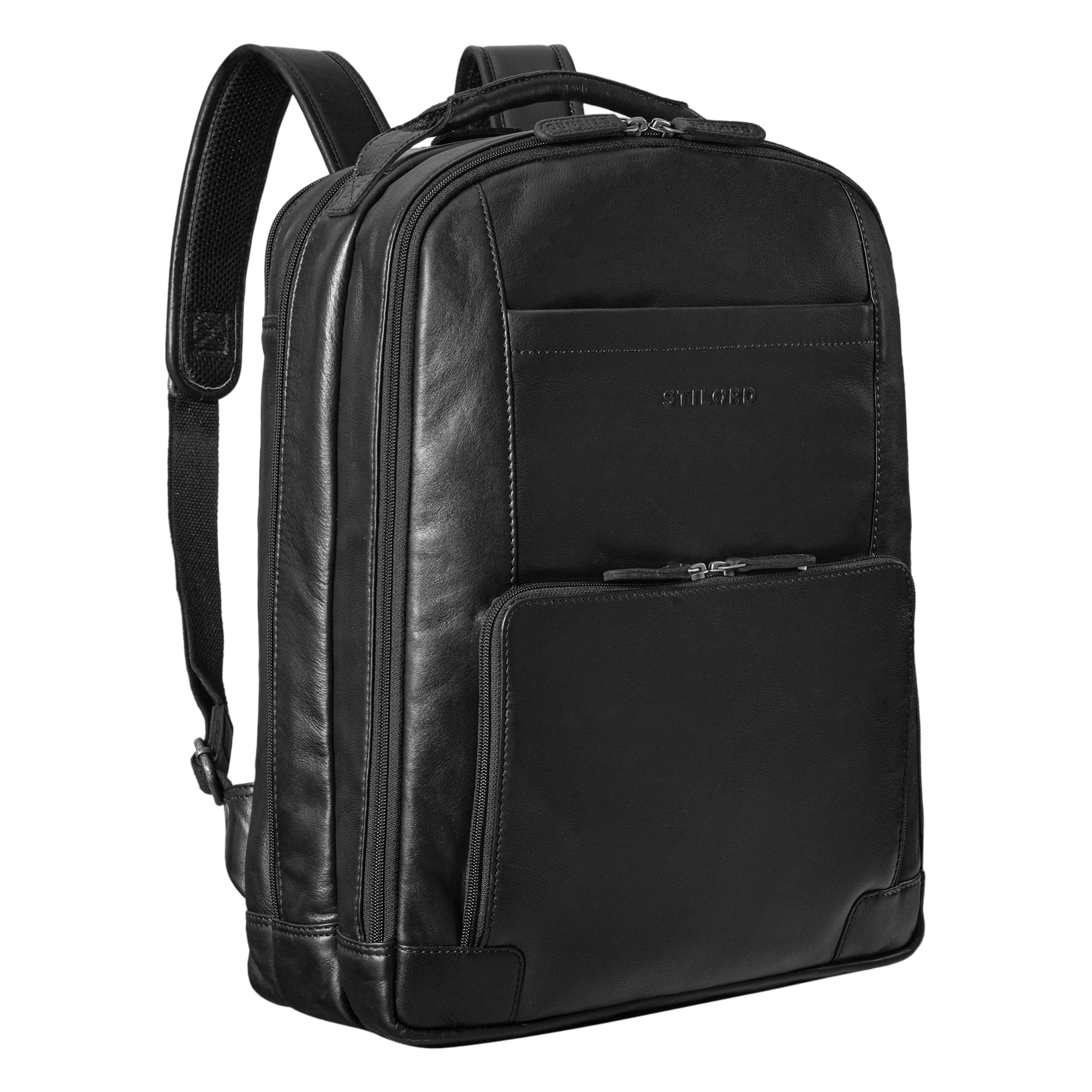 STILORD "Harlow" Męski Plecak Skórzany XL dla laptopów 15-17 Cali Plecak Biznesowy Backpack na Laptopa Duży Plecak do Pracy Vintage Prawdziwa Skóra Kolor:czarny