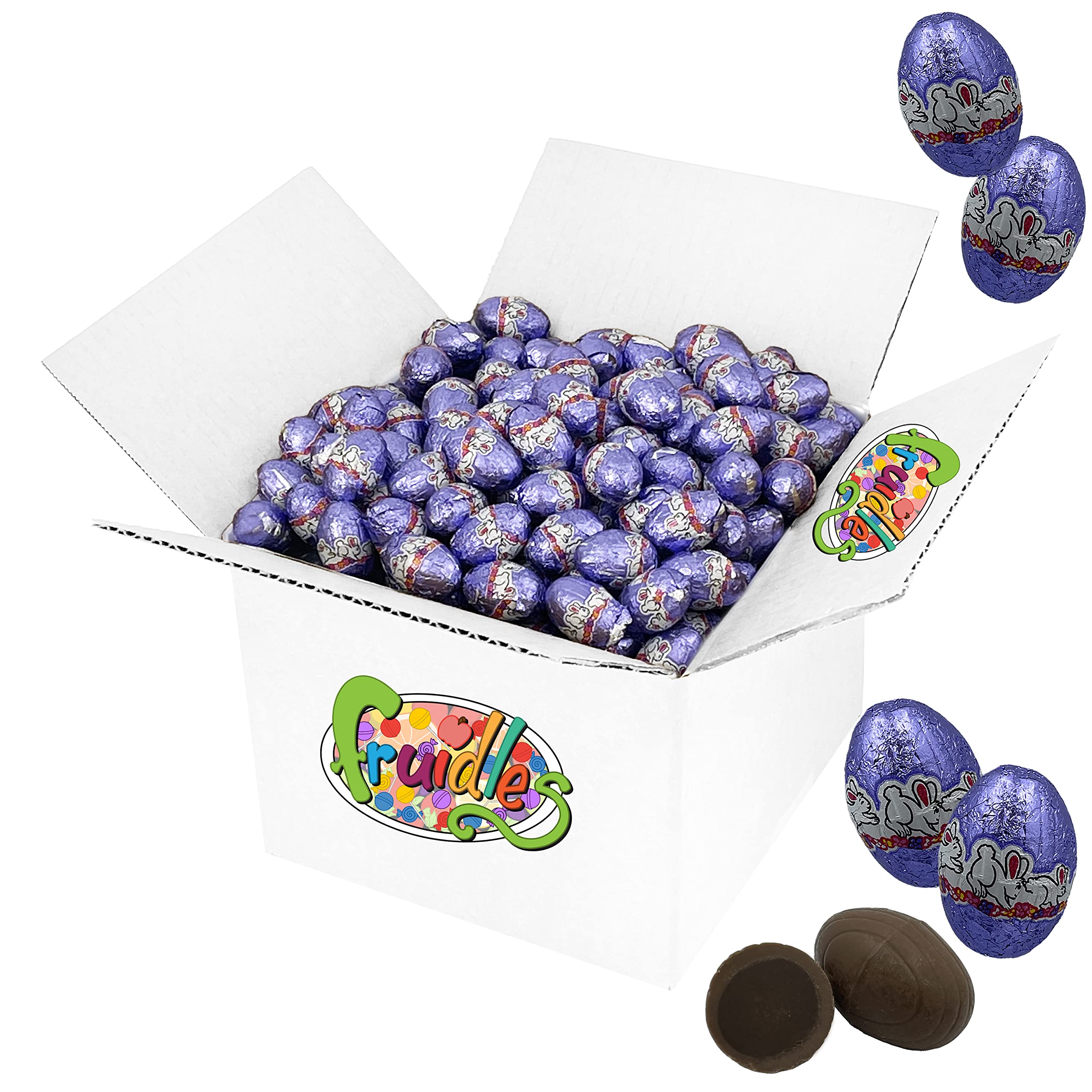 Easter Filled Bunny Bites Milk Chocolate, Happy Easter Day Eggs, Party Bag Fillers, Individually Wrapped, Kosher Certified Dairy (Fudge Filled Bunny