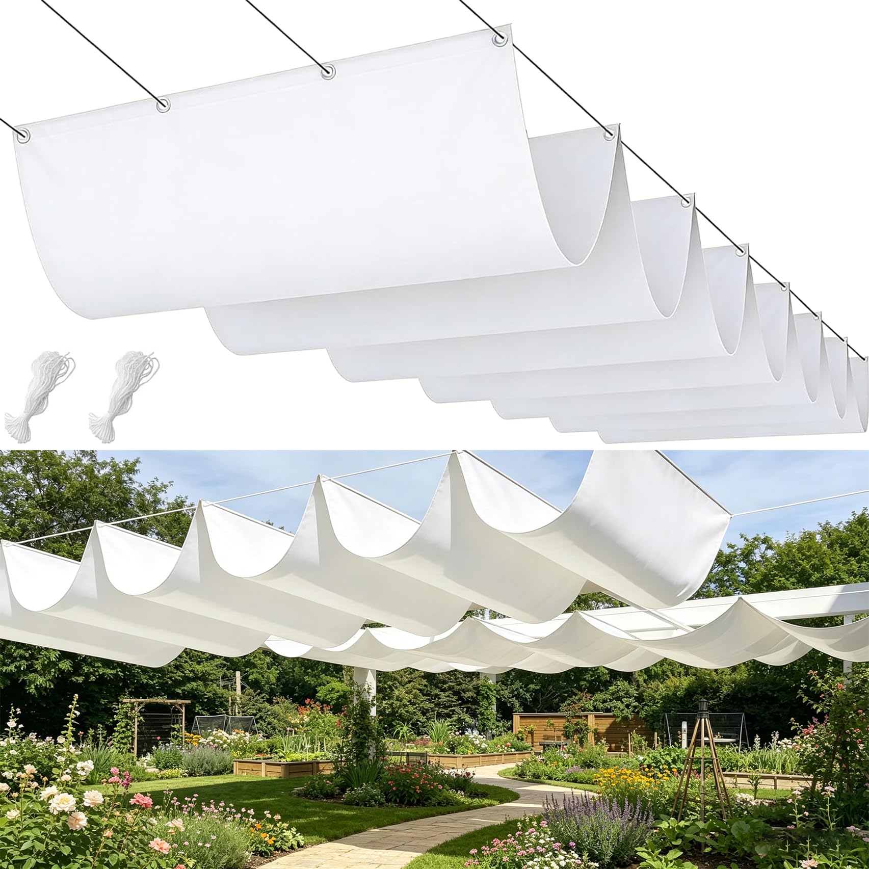 Voiles d'ombrage rétractable de rechange pour terrasse extérieure blanche