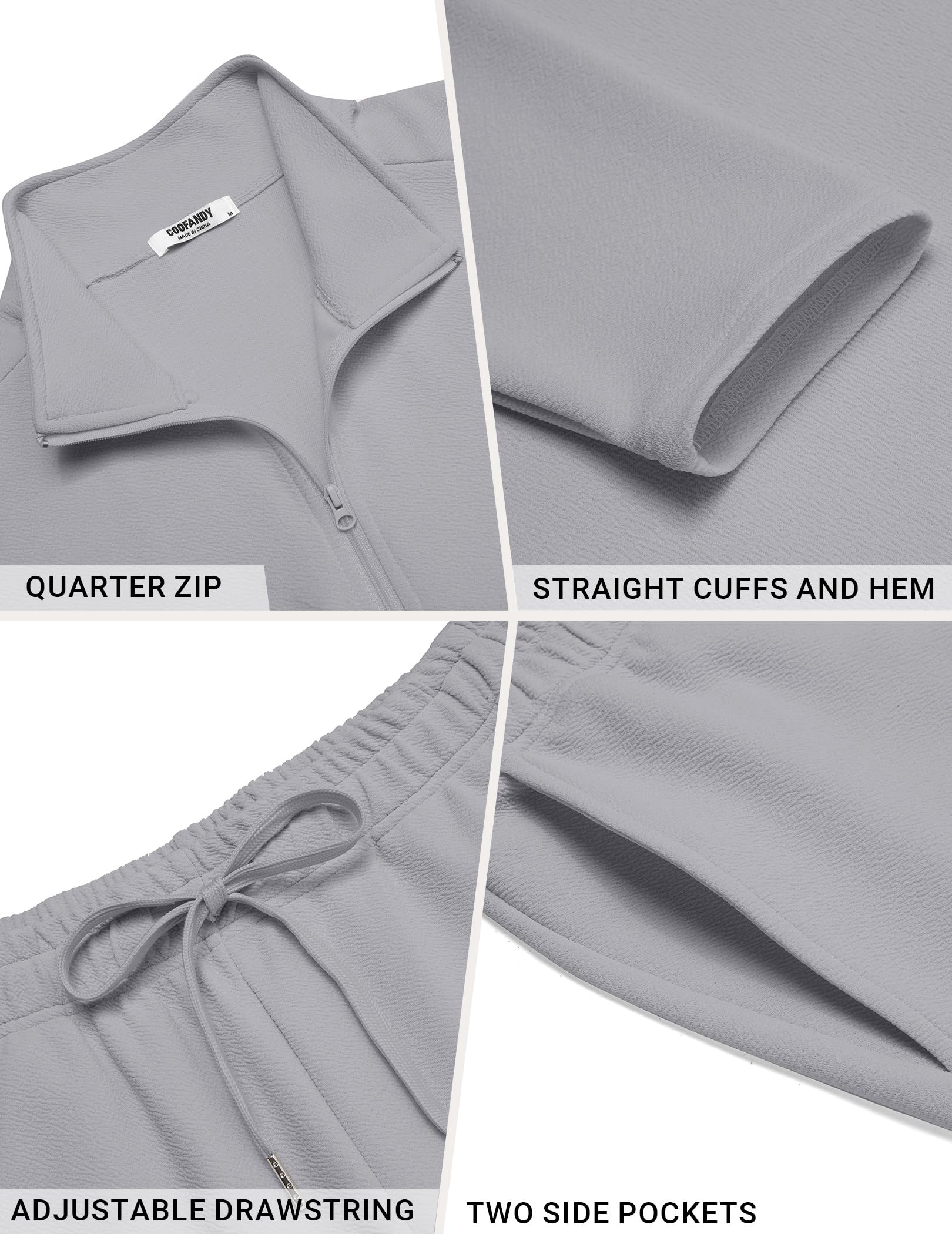 COOFANDY Tuta da uomo in 2 pezzi, con cerniera a un quarto, tuta sportiva da corsa, a maniche lunghe, abbigliamento casual