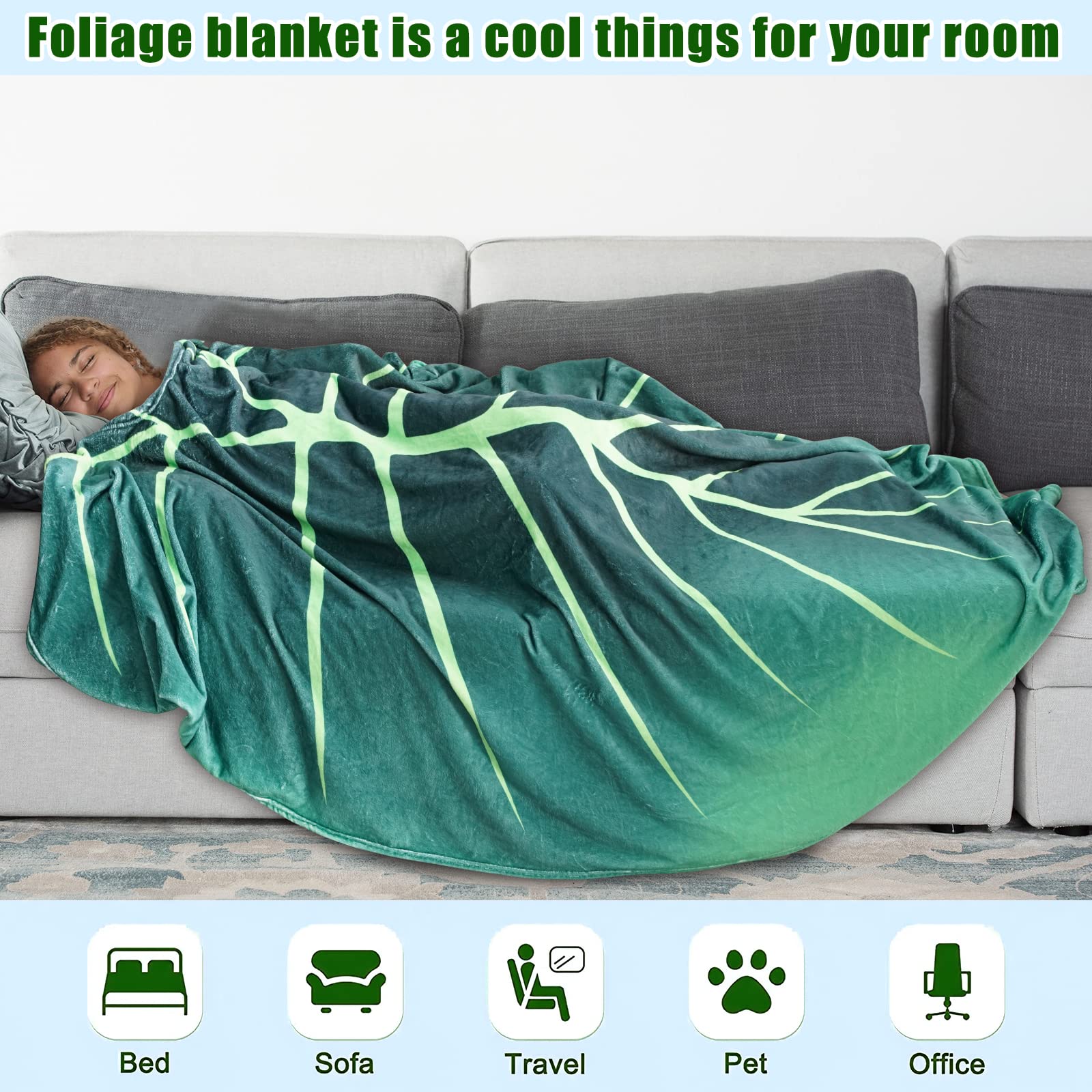 ブランケット（小）グリーン Amazon｜葉っぱ型ブランケット スローブランケット グリーンリーフ