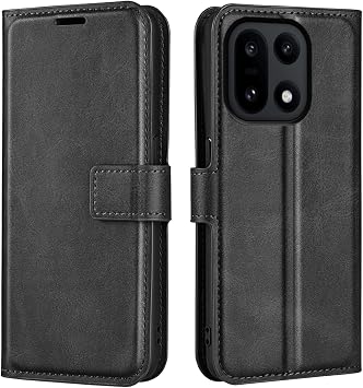 OnePlus 15用フリップケース ウォレットレザー磁気保護携帯電話ケース One Plus 15フォリオブックカバー スタンド&カードスロット付き ブラック