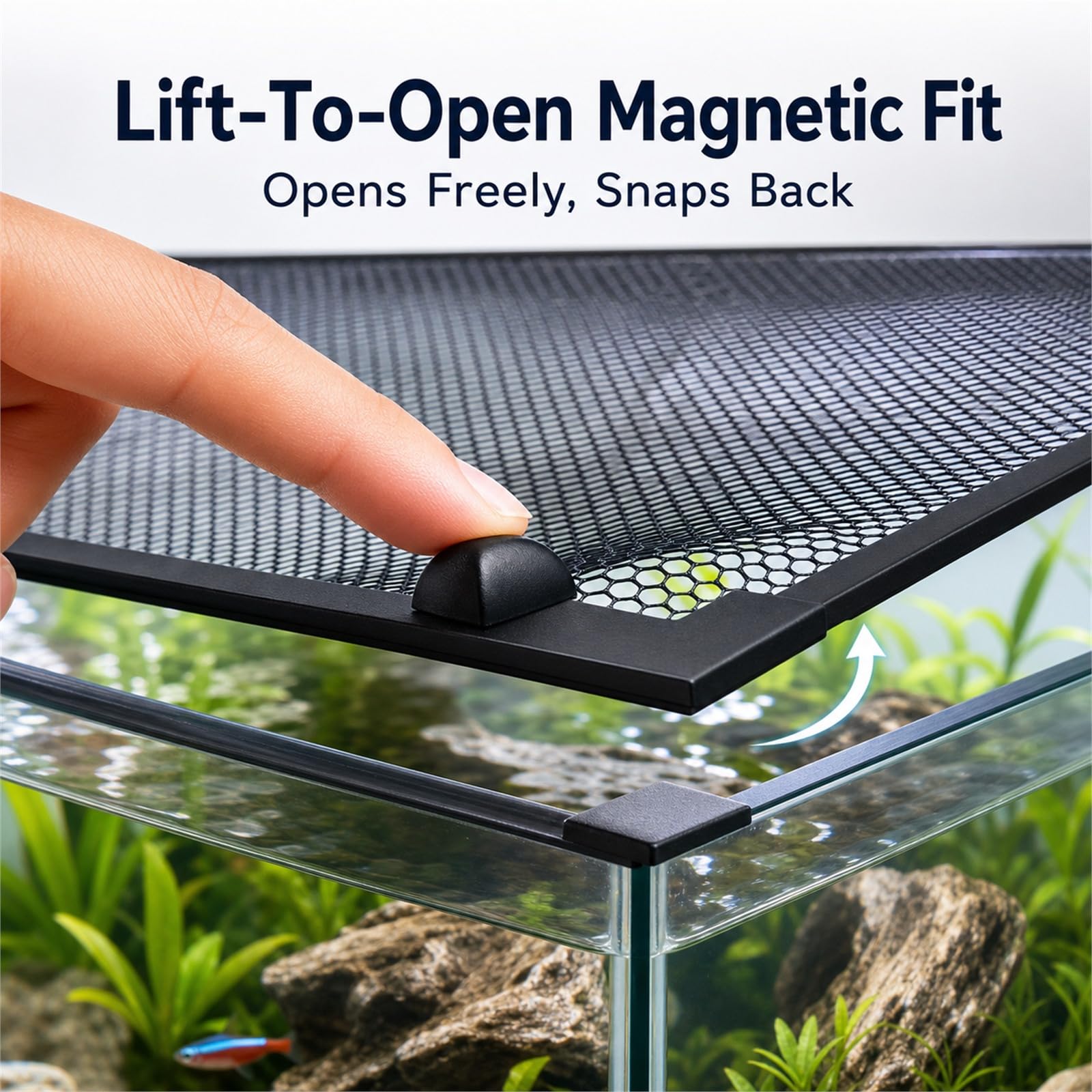 Magnetische Aquariumabdeckung,Aquarium Abdecknetz Magnetisch,Aquarium Bildschirm Top Abdeckung,Sicheren Halt,verhindert,DASS Fische herausspringen,für Fische,Reptilien,Schildkröten