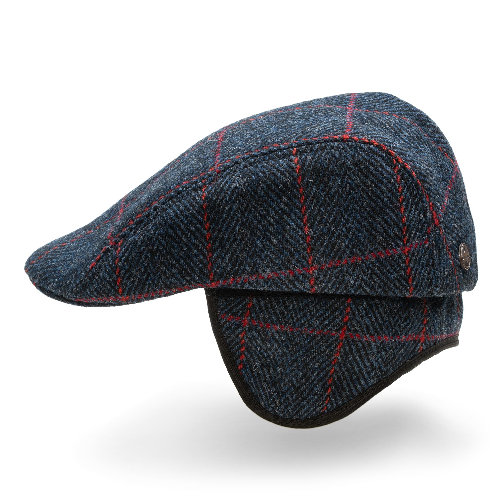 Sterkowski Norte | Harris Tweed Schirmmütze für Herren und Damen | Warm Flat Cap mit Einklappbaren Ohrenklappen
